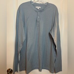 EUC AND NOW THIS Men's Long-Sleeve Light Blue Stripe Henley Shirt size XXL